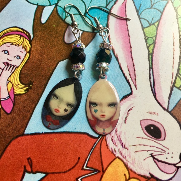 1970s - Handmade Big Eye Girl/Boy Earrings - Festival Wear - Goth Earrings - Picture 4 of 4